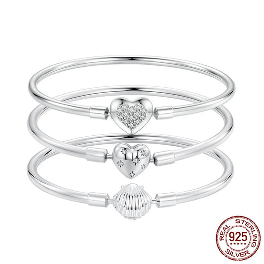 925 Silver Heart/Shell Bracelets, 4U
